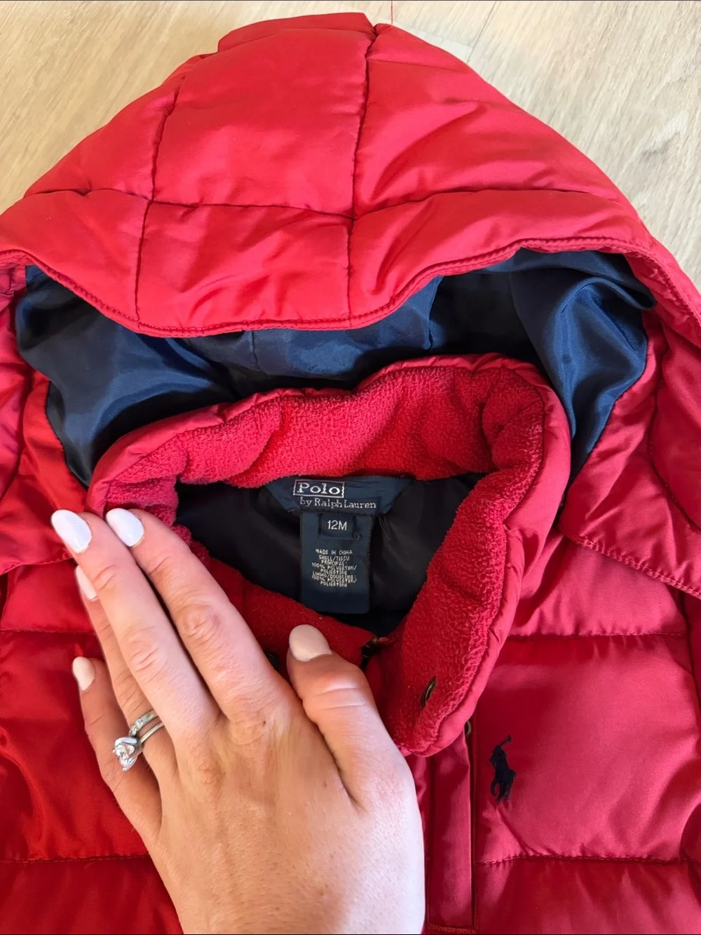 Ralph Lauren Kids Bright Red Hooded Puffer Coat